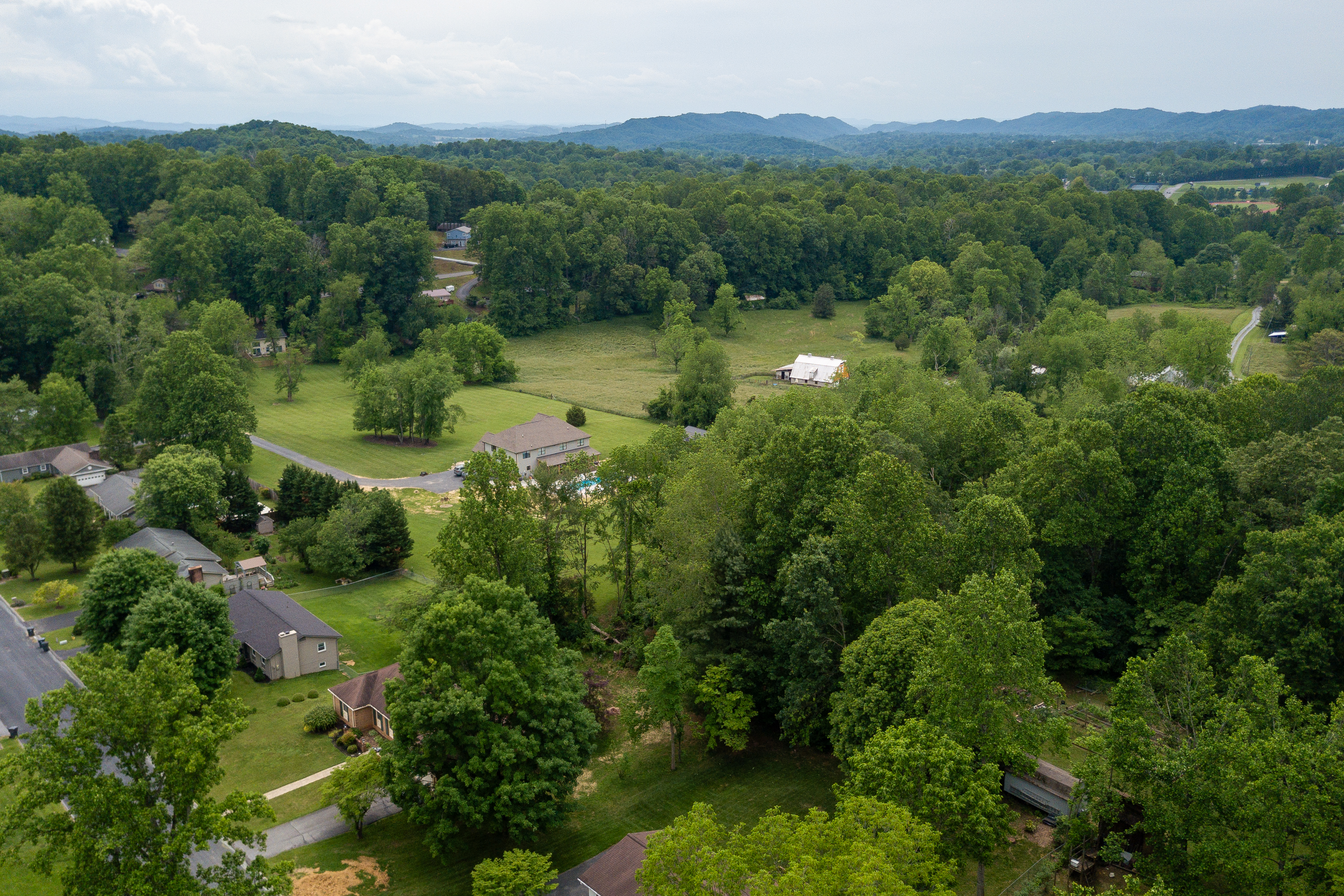 Aerial view of beautiful residential driveway